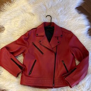 Rag & Bone red and black Moto jacket. Size 12.
